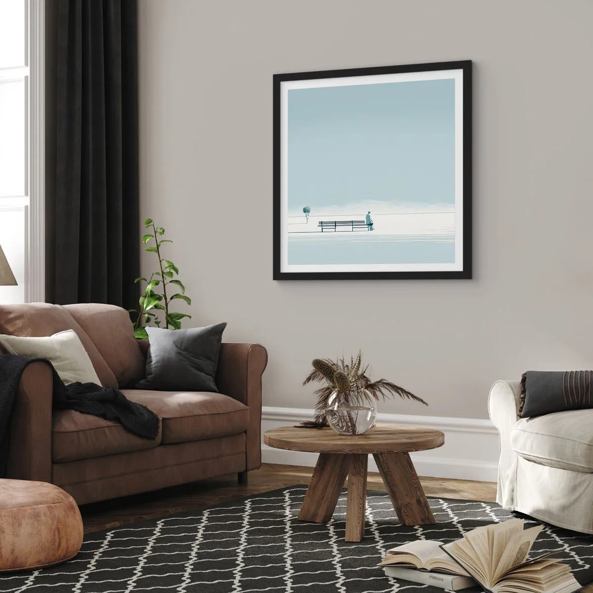 Poster in een zwarte lijst - Ja, ik wacht. - 30x30 cm