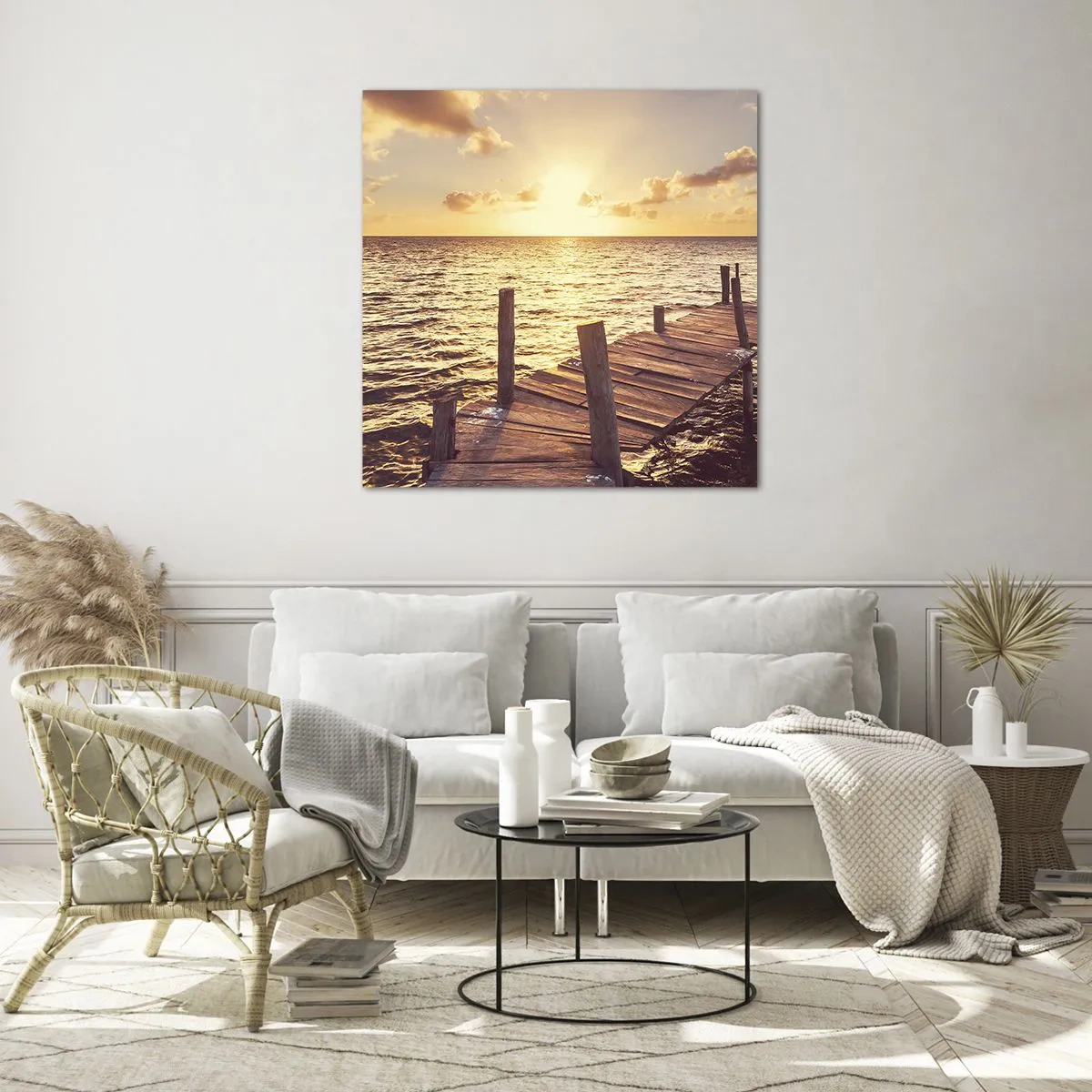 Schilderen op glas - Het gouden land van zachtheid - 40x40 cm