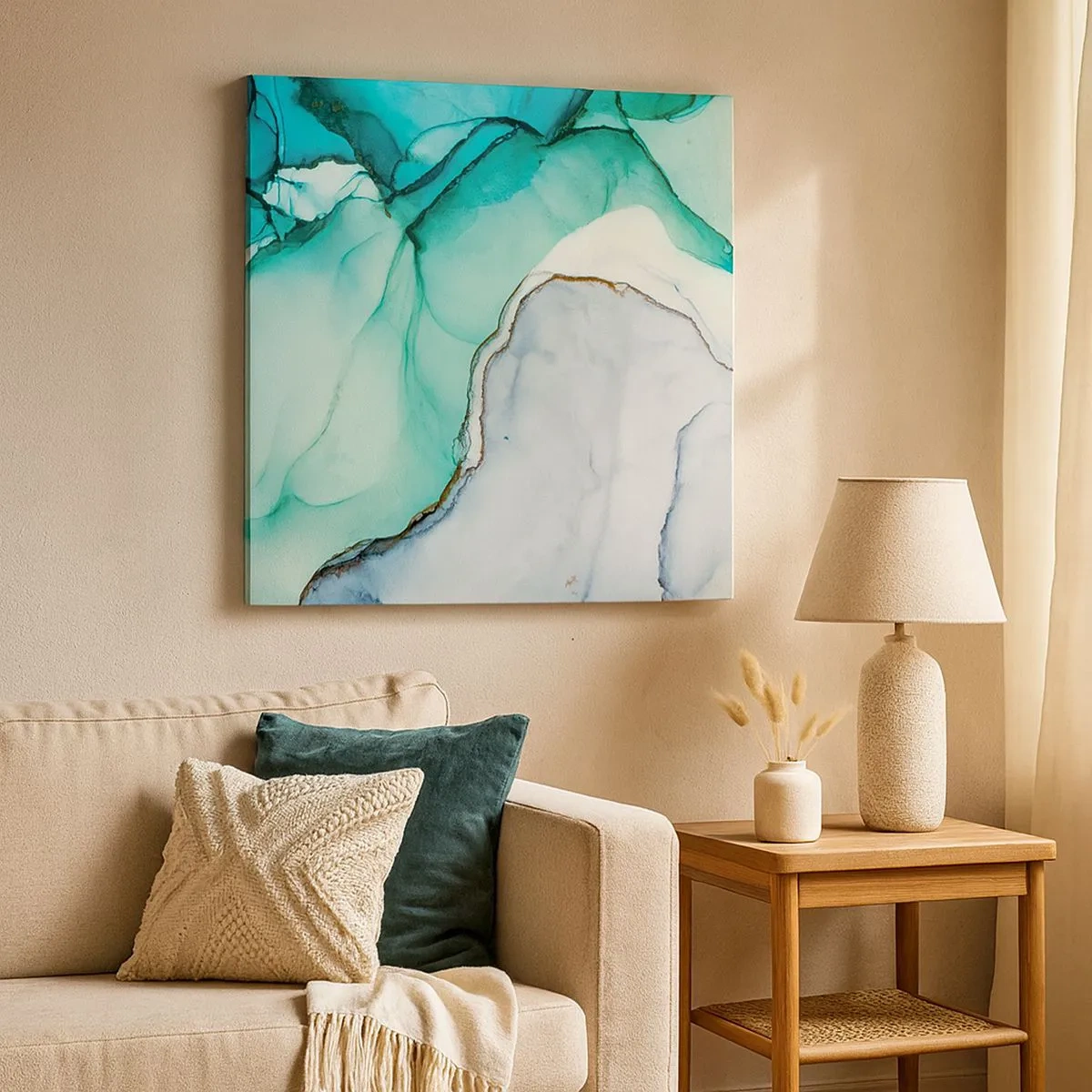 Schilderen op canvas - Een studie in turkoois - 30x30 cm