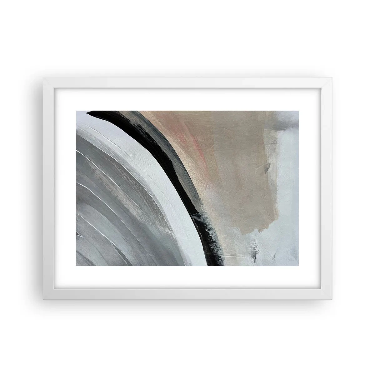 Poster in een witte lijst - Compositie: boog van zwart en grijs - 40x30 cm