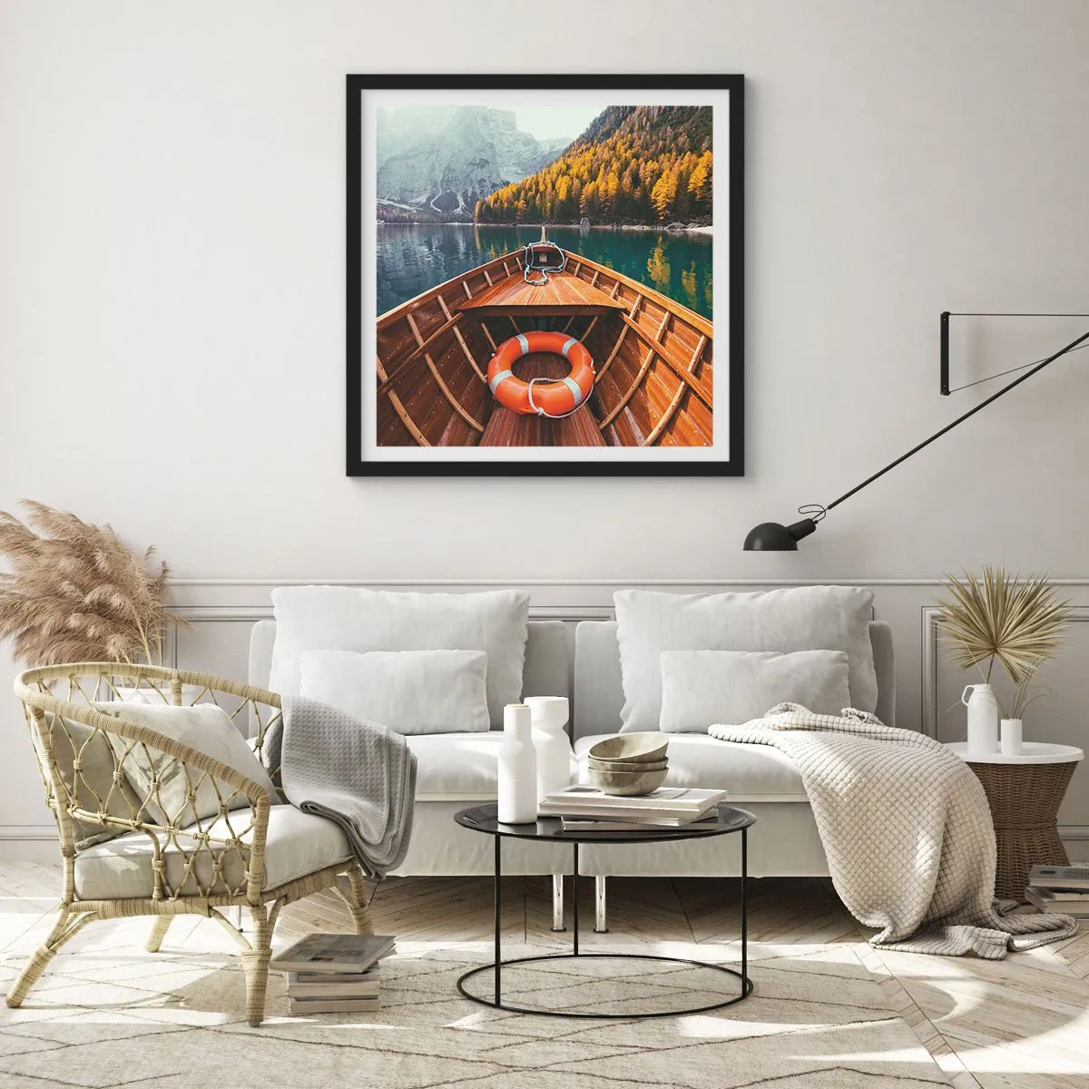 Poster in een zwarte lijst - Bergtocht - 40x40 cm