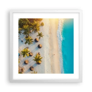Poster in een witte lijst - Welkom in het paradijs - 40x40 cm