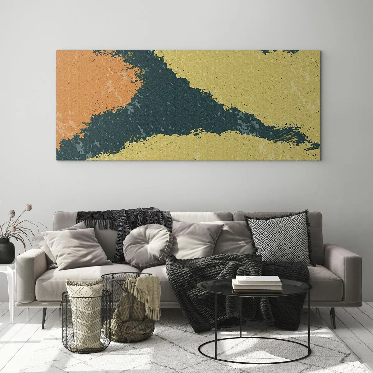 Schilderen op glas - Abstractie – langzame beweging - 140x50 cm