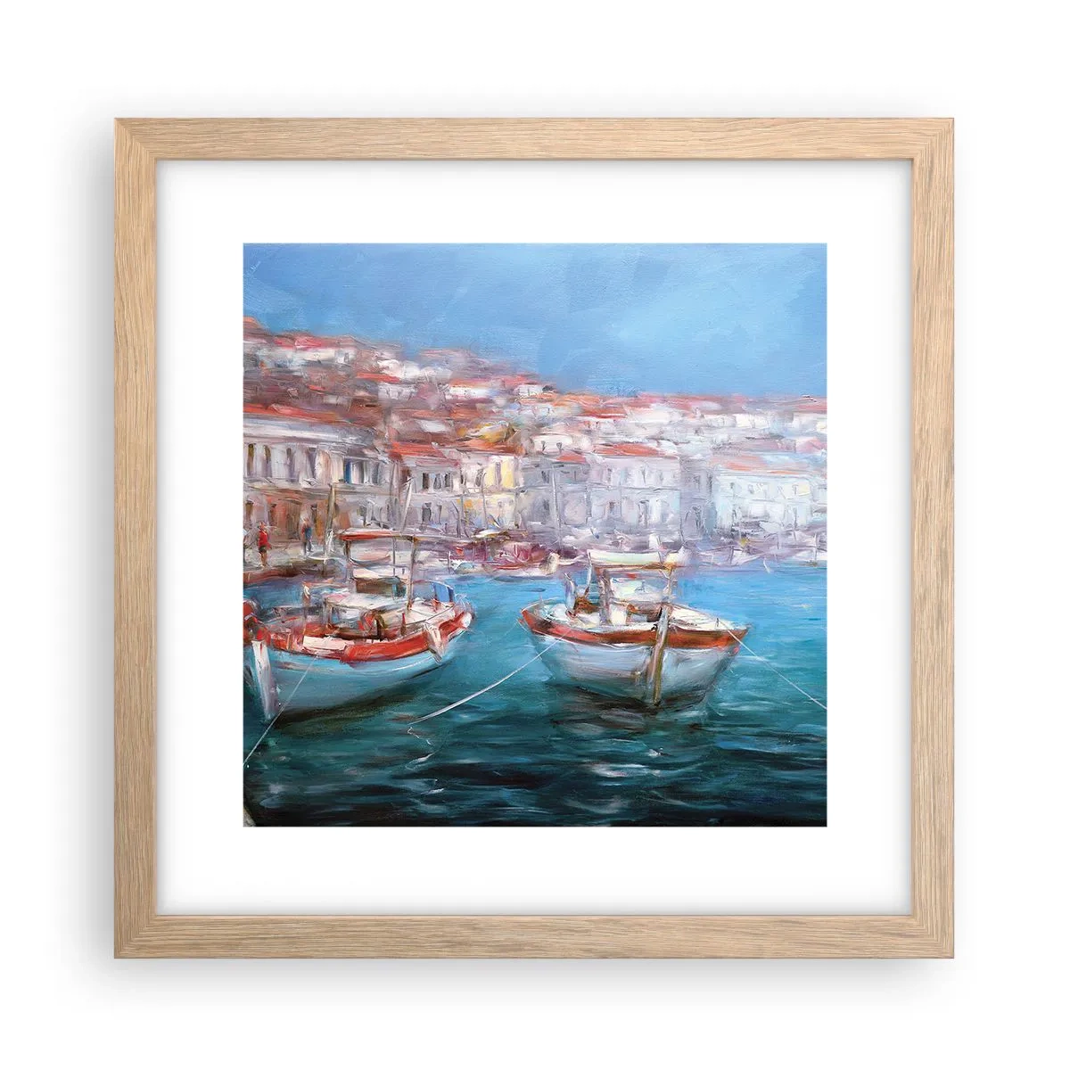 Een poster in een licht eiken lijst - Italiaanse baai - 30x30 cm