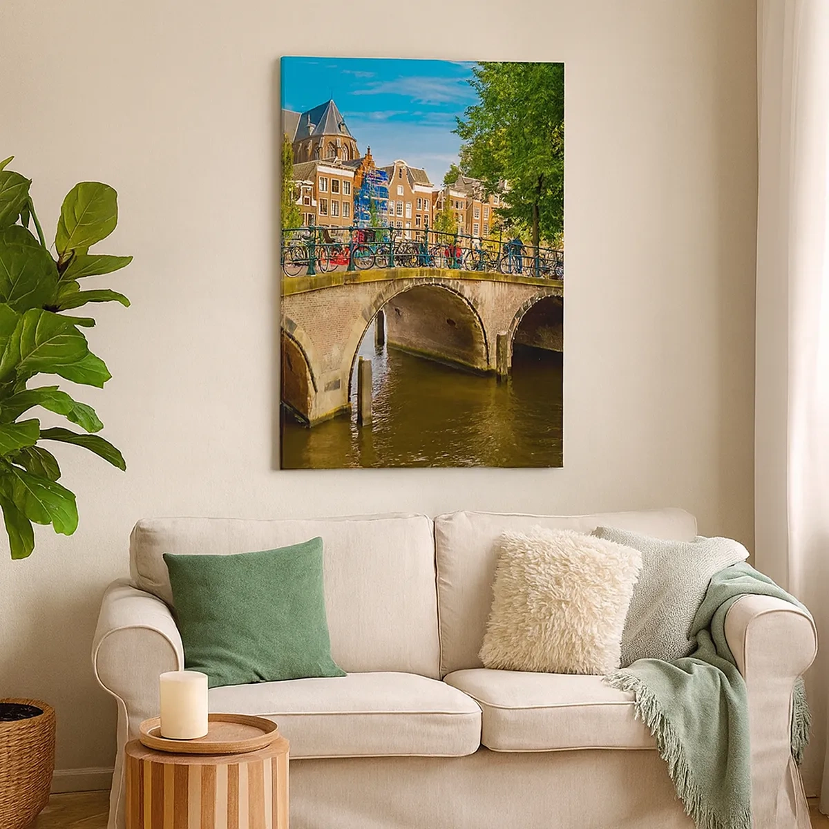 Schilderen op canvas - Lente aan de gracht - 50x70 cm