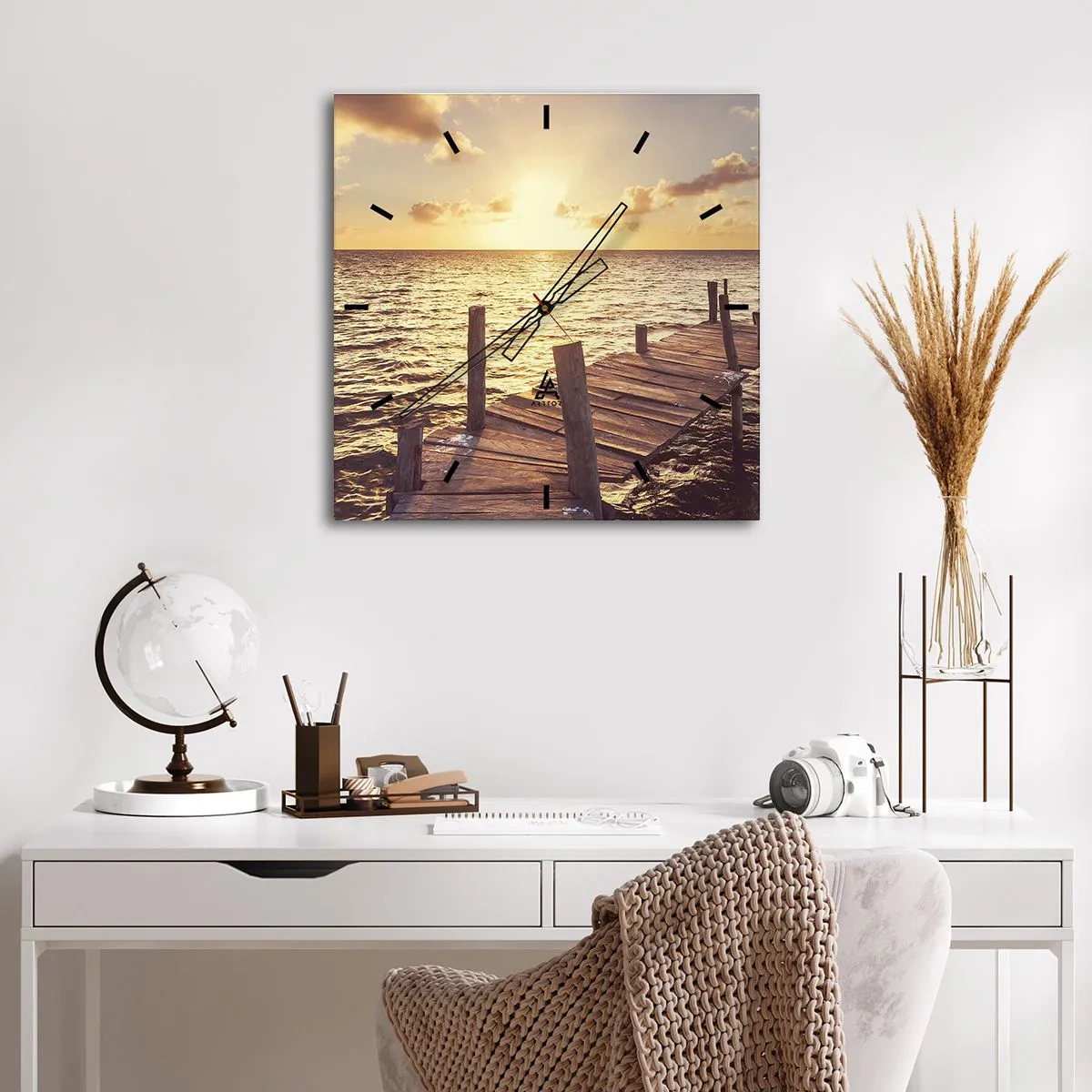 Wandklok - Klok - Het gouden land van zachtheid - 40x40 cm