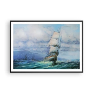 Poster in een zwarte lijst - Goede wind - 100x70 cm