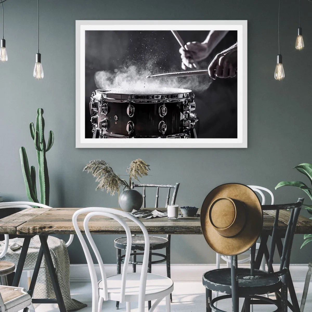 Poster in een witte lijst - De pols van de muziek - 70x50 cm