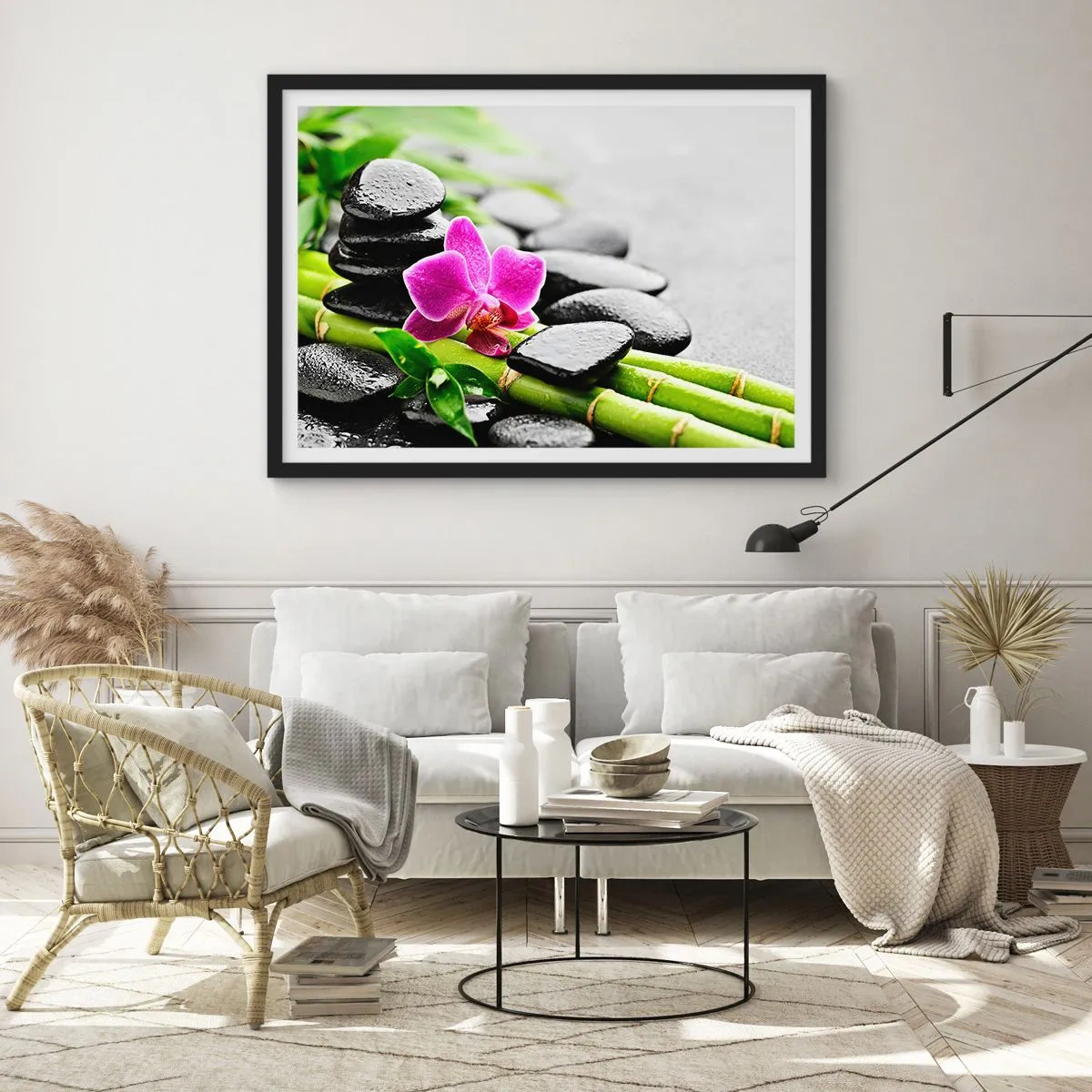 Poster in een zwarte lijst - In een vrede evenwicht - 70x50 cm