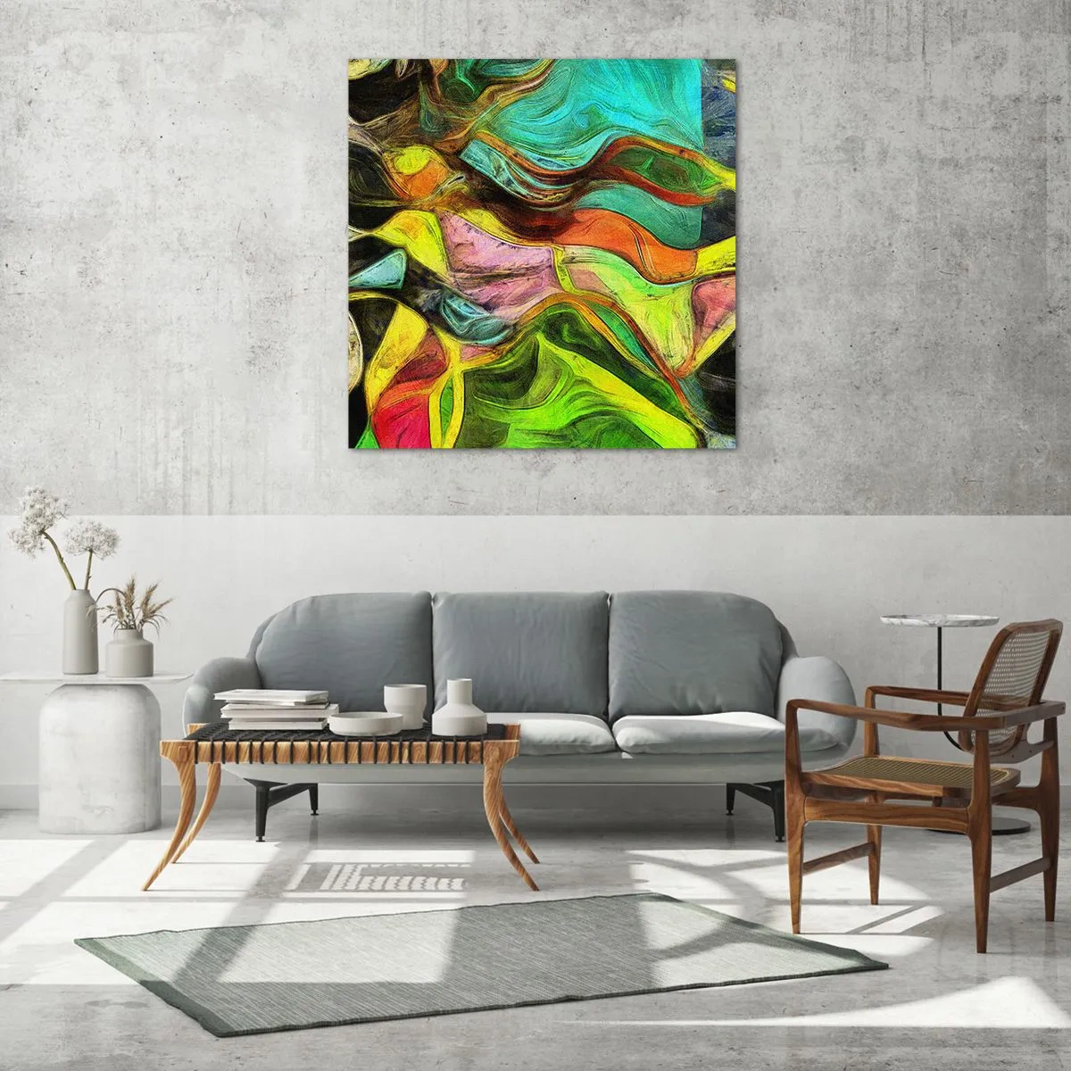 Schilderen op glas - Beweging is leven - 50x50 cm