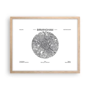 Een poster in een licht eiken lijst - Anatomie van Birmingham - 50x40 cm