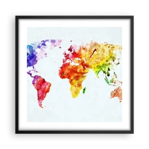 Poster in een zwarte lijst - Alle kleuren van de wereld - 50x50 cm