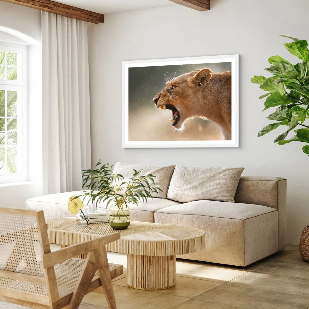 Poster in een witte lijst - Probeer niet te luisteren - 100x70 cm