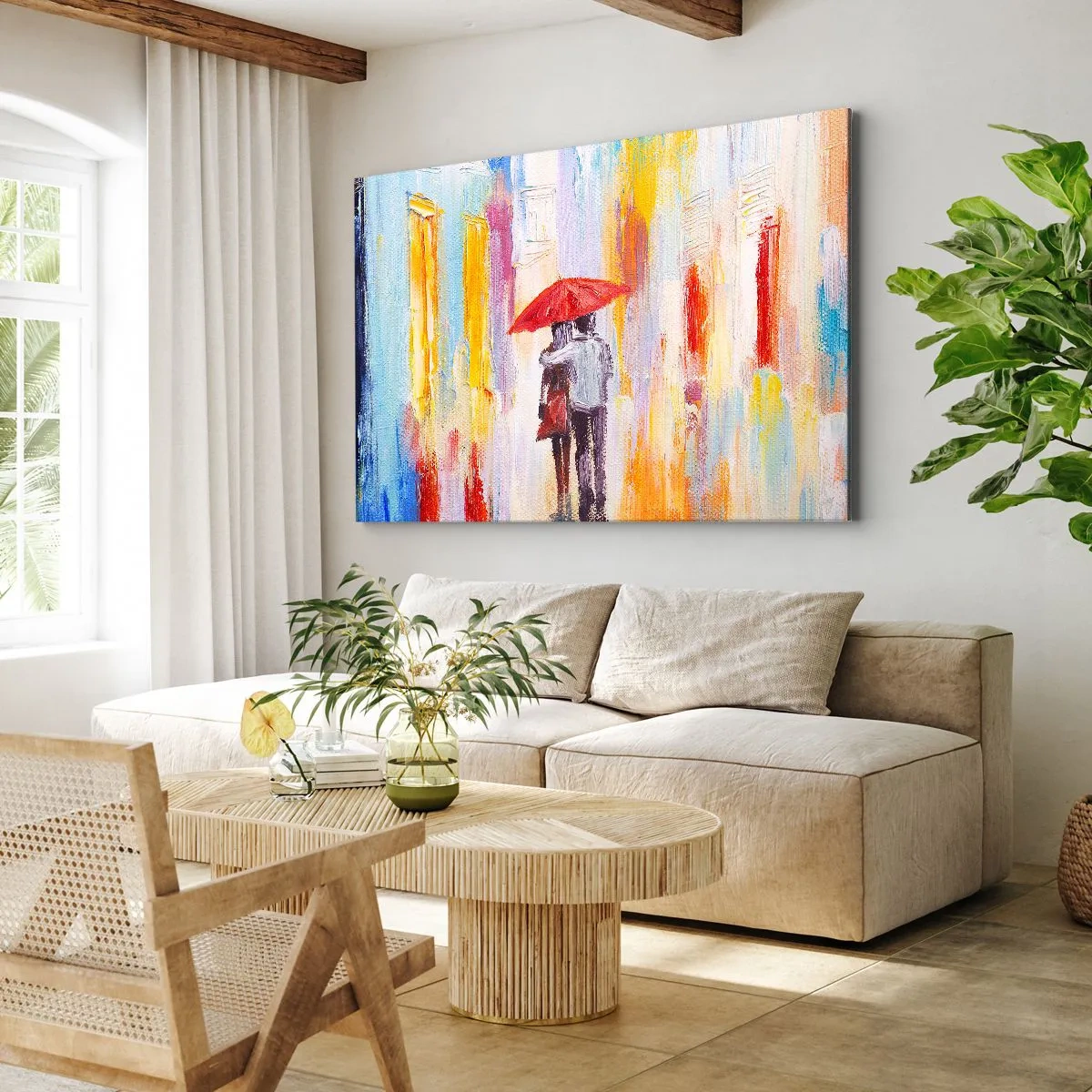 Schilderen op canvas - Laat het maar regenen - 120x80 cm
