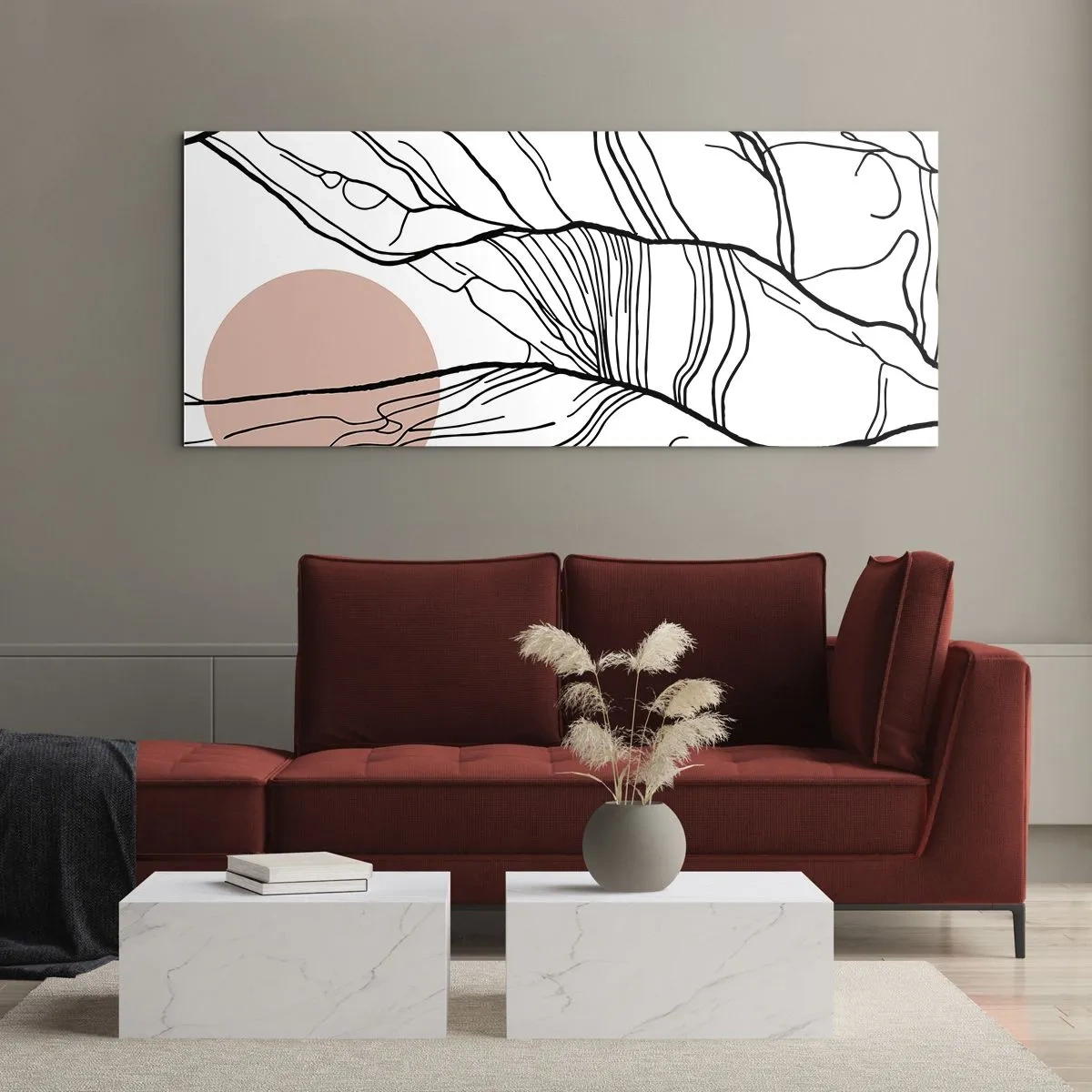 Schilderen op glas - In een web van twijgen - 120x50 cm