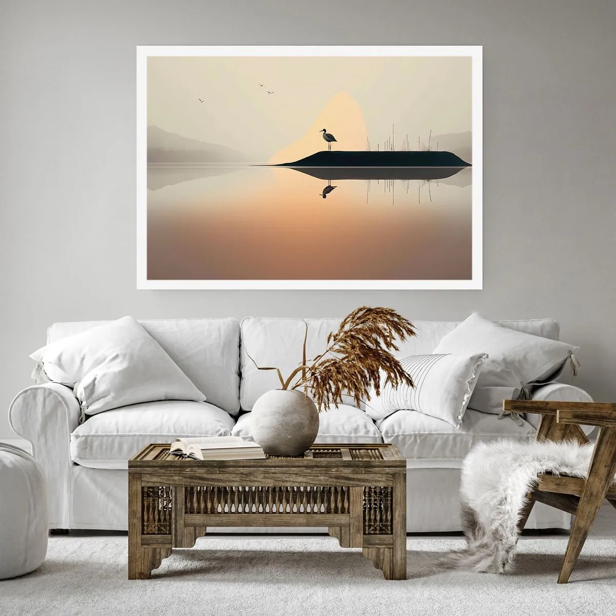Poster - Heer op het meer - 91x61 cm