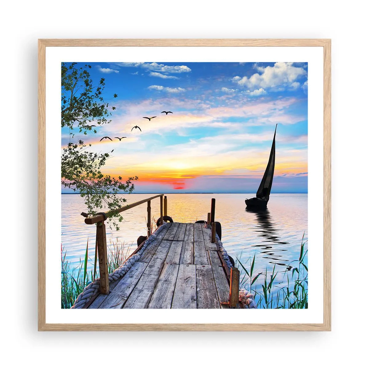 Een poster in een licht eiken lijst - Goedeavond - 60x60 cm