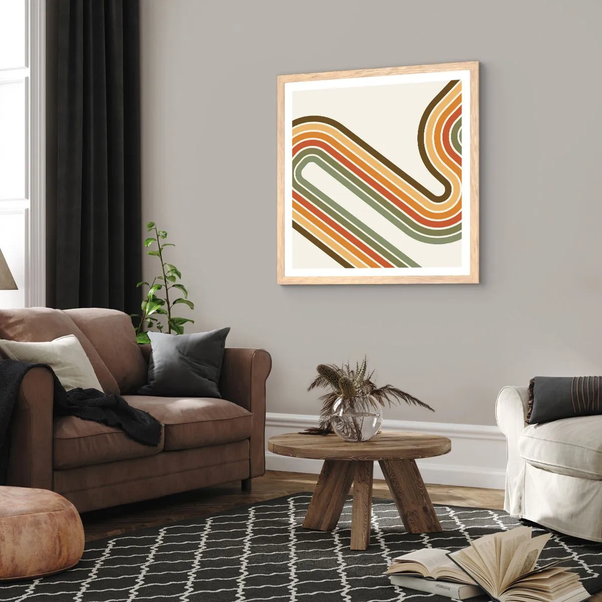 Een poster in een licht eiken lijst - Zigzag naar het doel - 40x40 cm