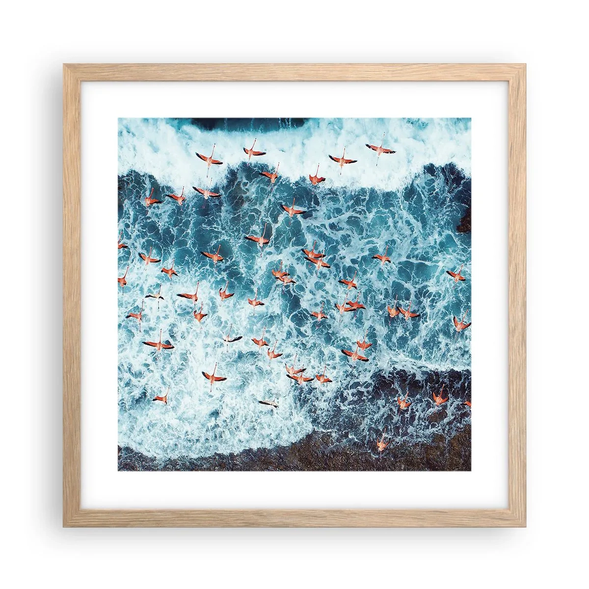 Een poster in een licht eiken lijst - De kustparade - 40x40 cm
