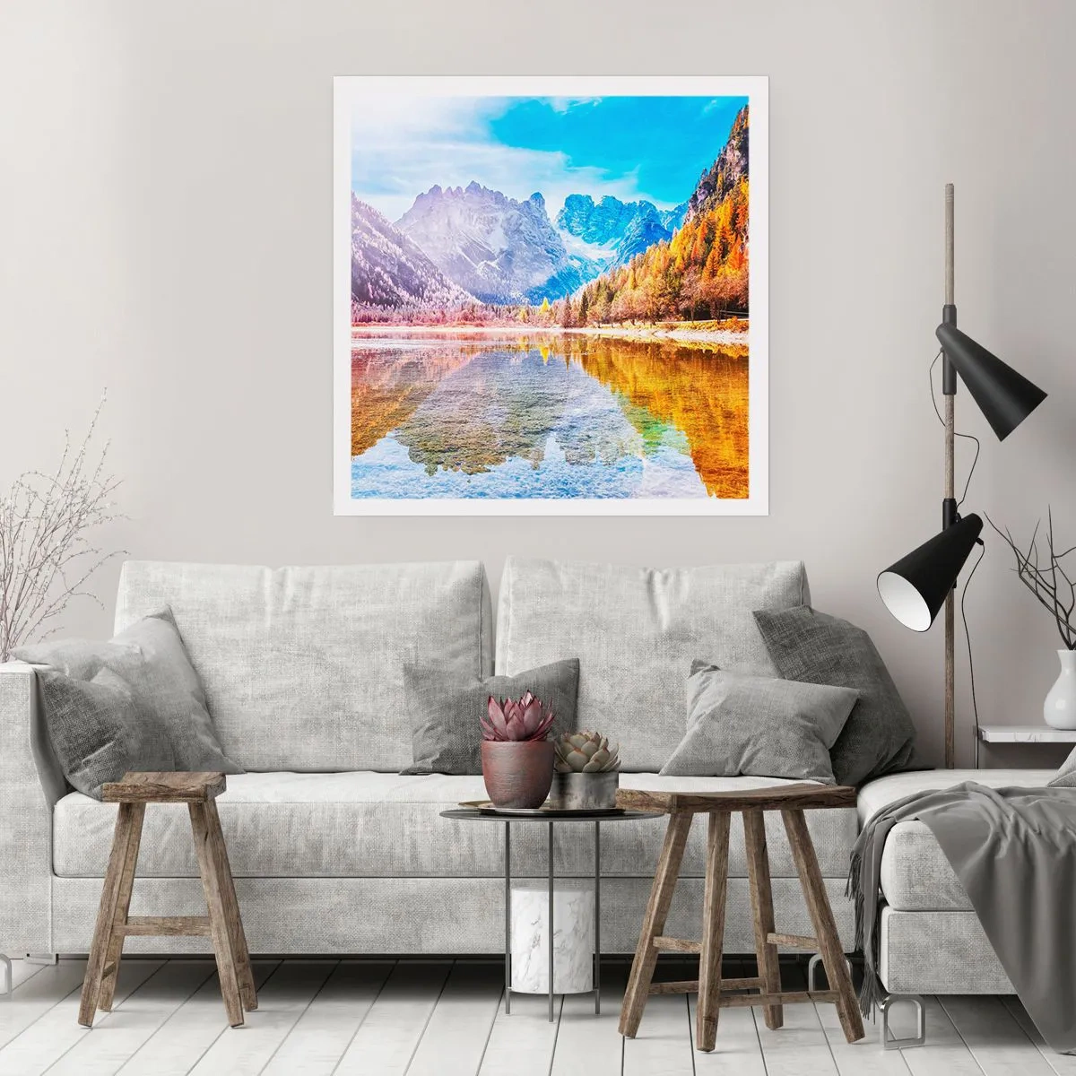 Poster - En het is al herfst in de bergen - 40x40 cm