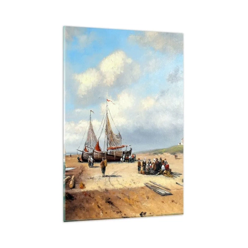 Schilderen op glas - Na een geslaagde vangst - 80x120 cm