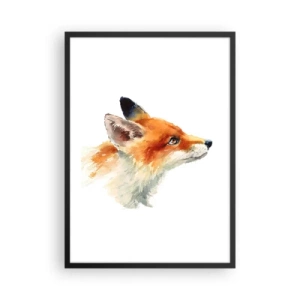 Poster in een zwarte lijst - Aquarelportret van een rode vos - 50x70cm - Je kunt nooit voorzichtig genoeg zijn - Moderne wanddecoratie voor woonkamer en slaapkamer ARTTOR