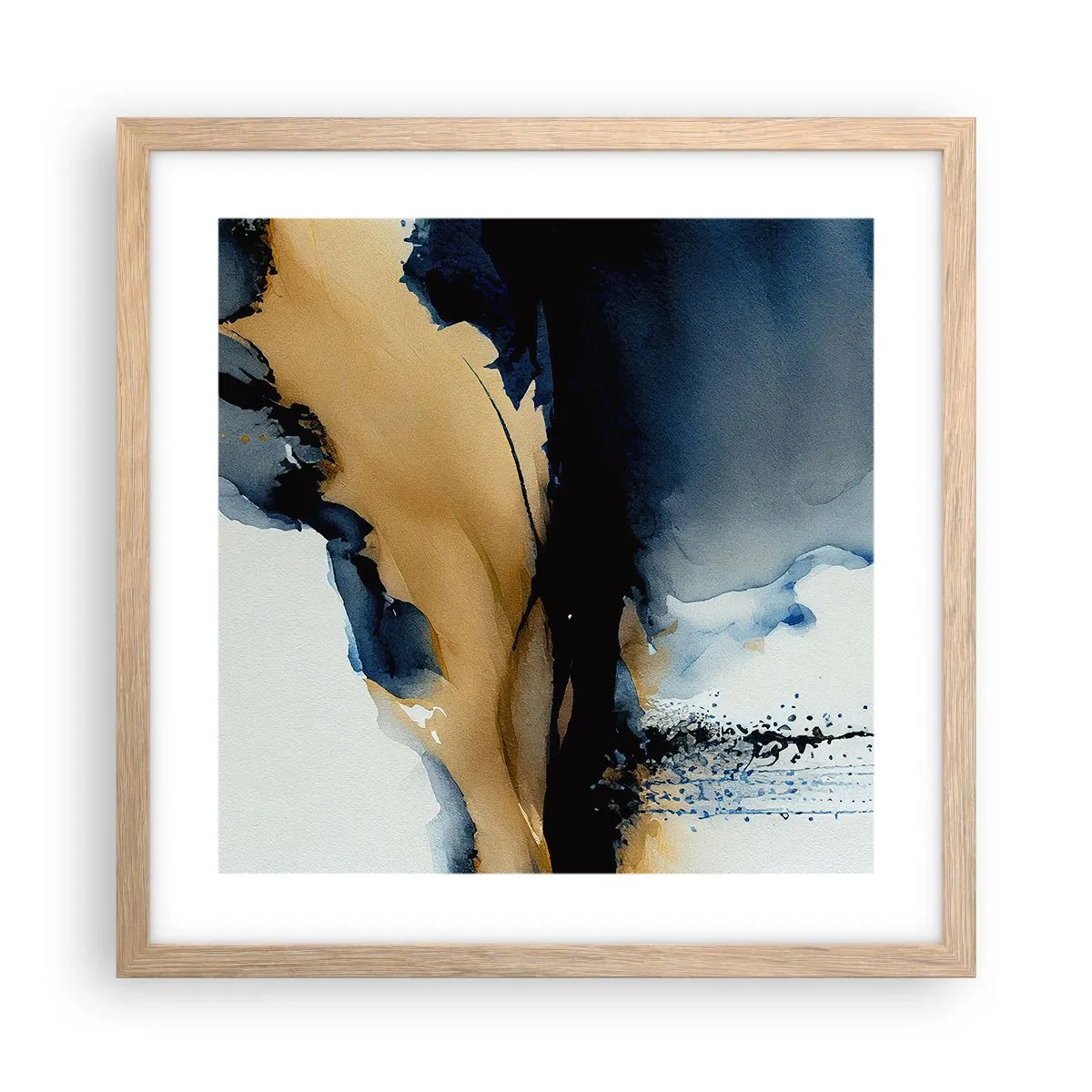 Een poster in een licht eiken lijst - Achter het gordijn - 40x40 cm