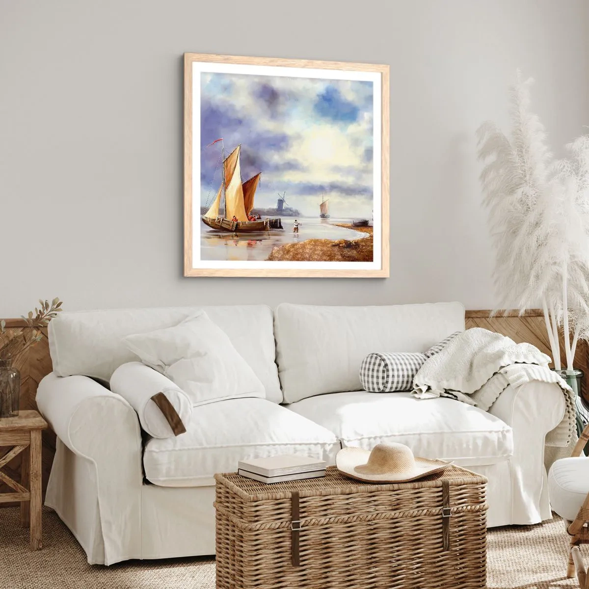 Een poster in een licht eiken lijst - De terugkeer van zeelieden - 40x40 cm