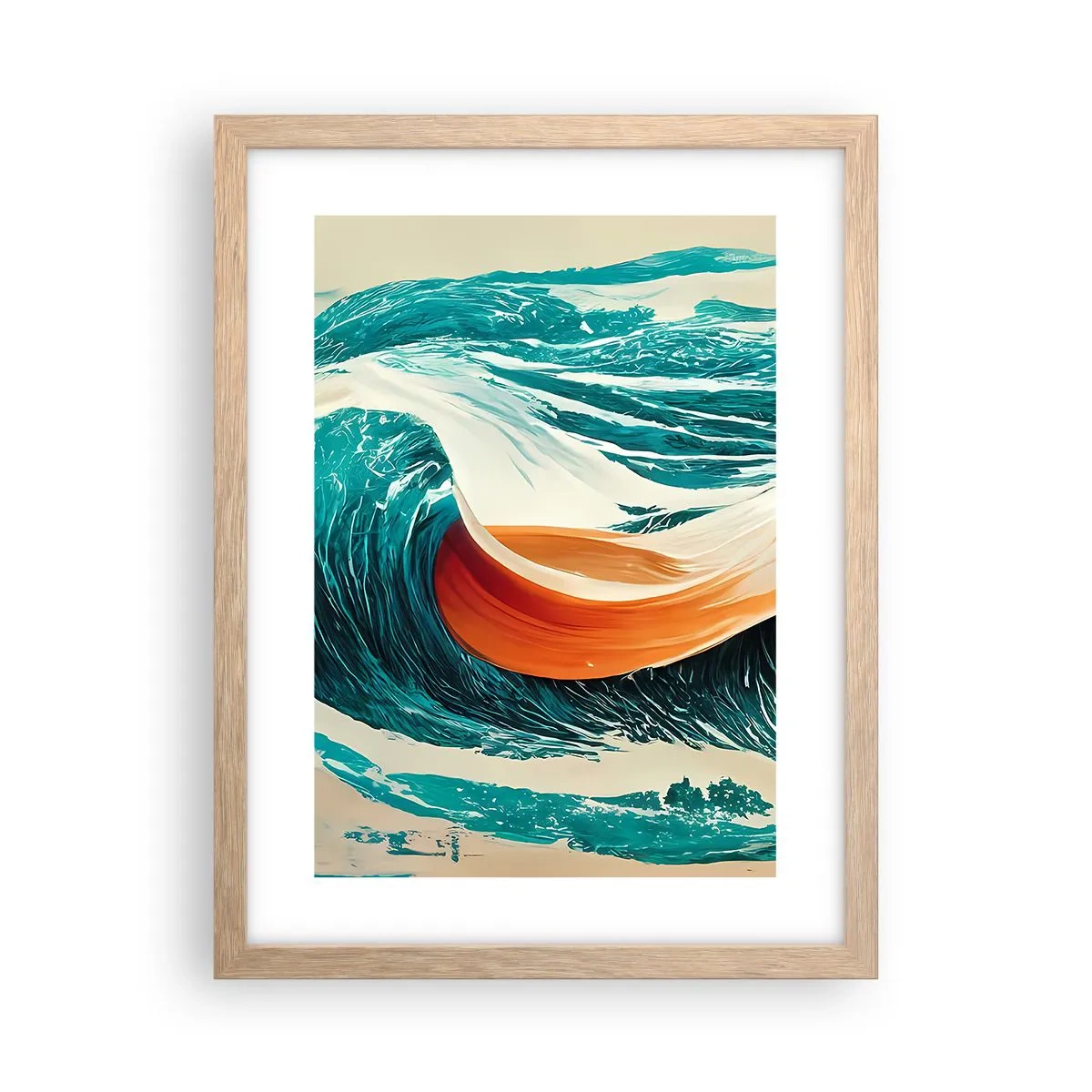 Een poster in een licht eiken lijst - De droom van elke surfer - 30x40 cm