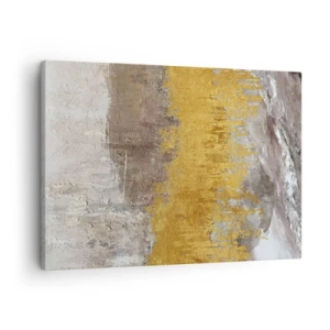 Schilderen op canvas - Goud en beige abstract patroon - 70x50cm - Een gouden explosie - Moderne wanddecoratie voor woonkamer en slaapkamer ARTTOR