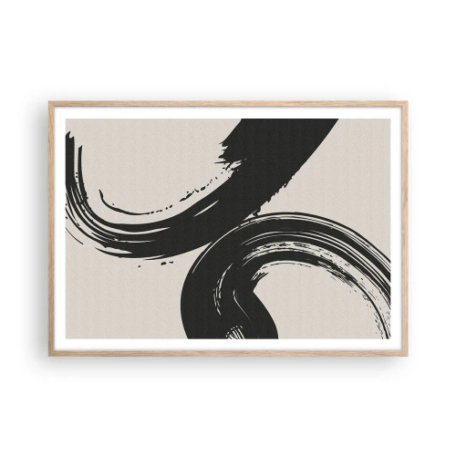Een poster in een licht eiken lijst - Vegend en cirkevormig - 100x70 cm