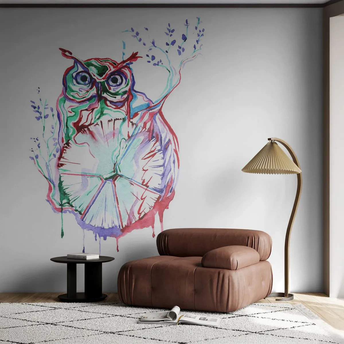 Fotobehang Premium Sand - Wijs van nature - Vogel, Uil, Voor kinderen - 100x70 cm