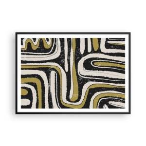 Poster in een zwarte lijst - Compositie: wegen en steegjes - 100x70 cm