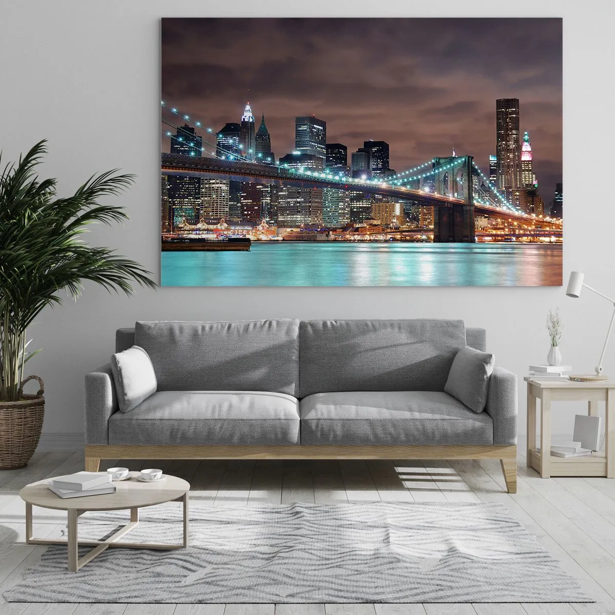 Schilderen op glas - Lichten van een grote stad - 100x70 cm
