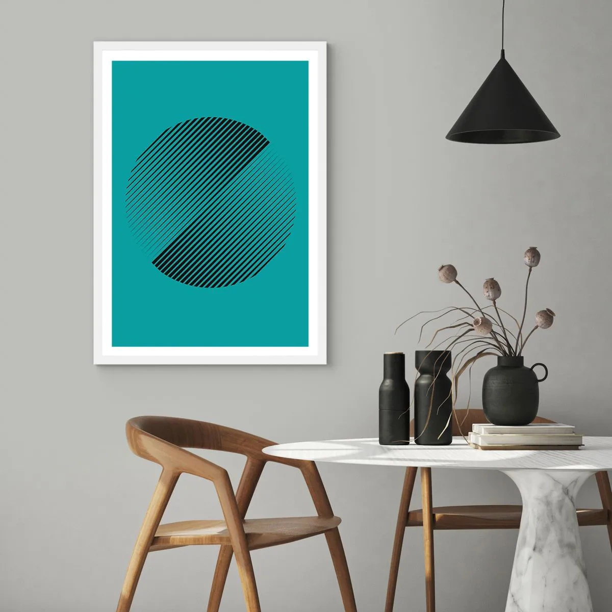 Poster in een witte lijst - Cirkel – een geometrische variatie - 40x50 cm