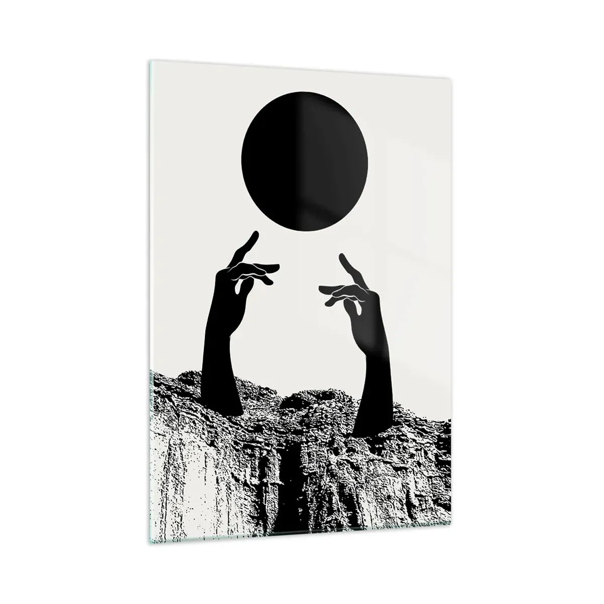 Schilderen op glas - Surrealistische compositie: de zon en de rest - 50x70 cm