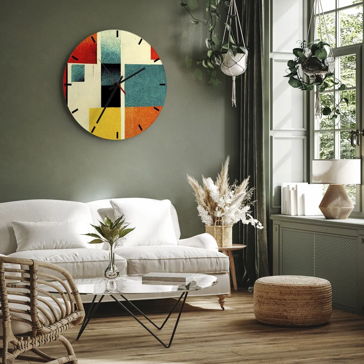 Wandklok - Klok - Geometrische abstractie – goede energie - 40x40 cm