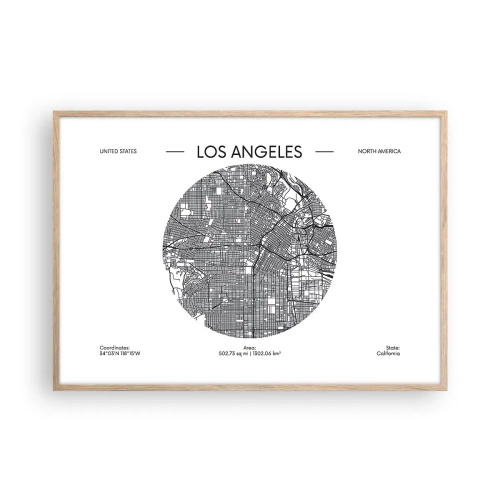 Een poster in een licht eiken lijst - Anatomie van Los Angeles - 100x70 cm