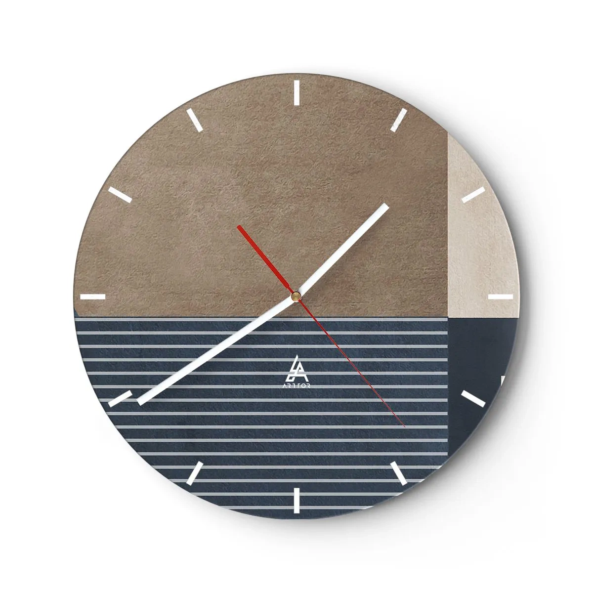 Wandklok - Klok - Een minimalistische opstelling van kleuren en lijnen in een geometrische vorm - 30x30cm - Een compositie van eenvoud en rondheid - Moderne wanddecoratie voor woonkamer, keuken en slaapkamer ARTTOR