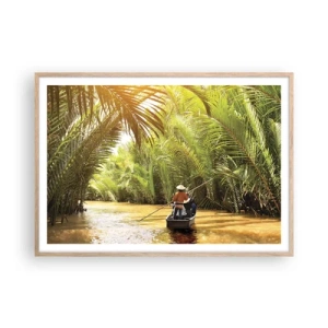Een poster in een licht eiken lijst - Een palmravijn langs - 100x70 cm
