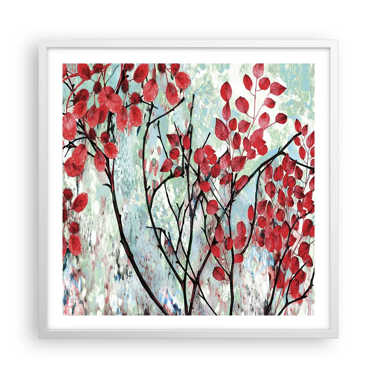 Poster in een witte lijst - Boom in scharlaken - 60x60 cm