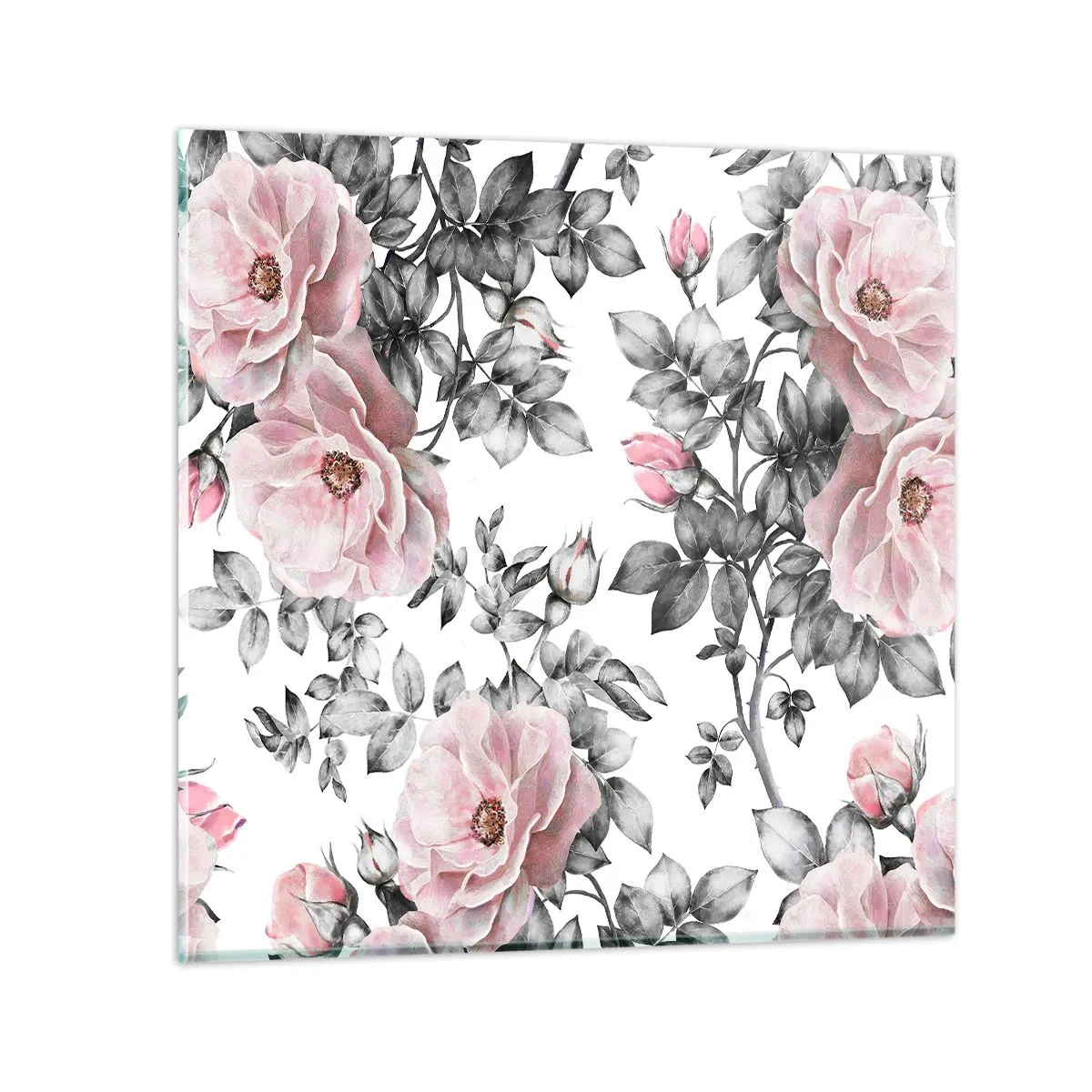 Schilderen op glas - Verdwalen in de bloemen van de rozen - 60x60 cm