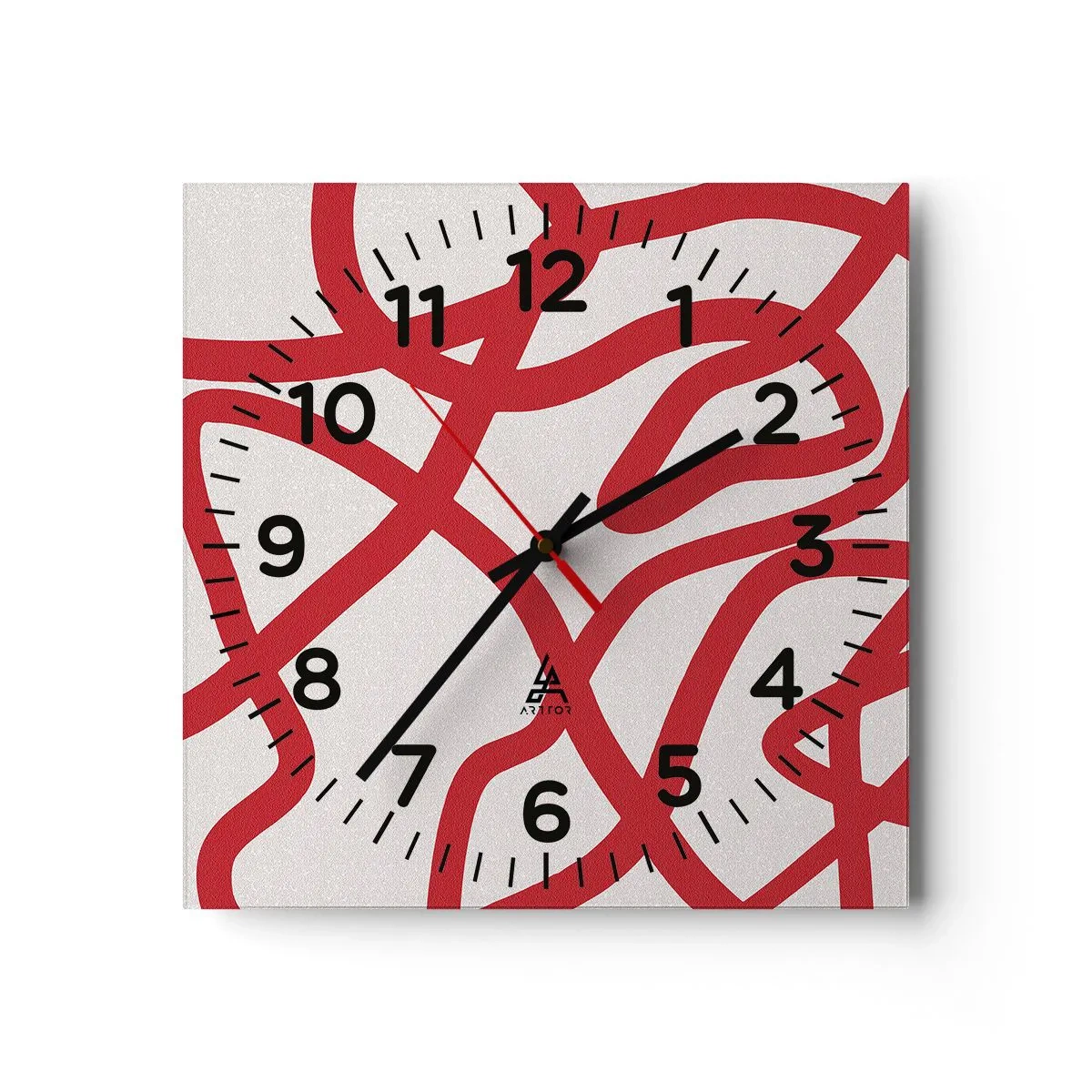 Wandklok - Klok - Rood op wit - 30x30 cm
