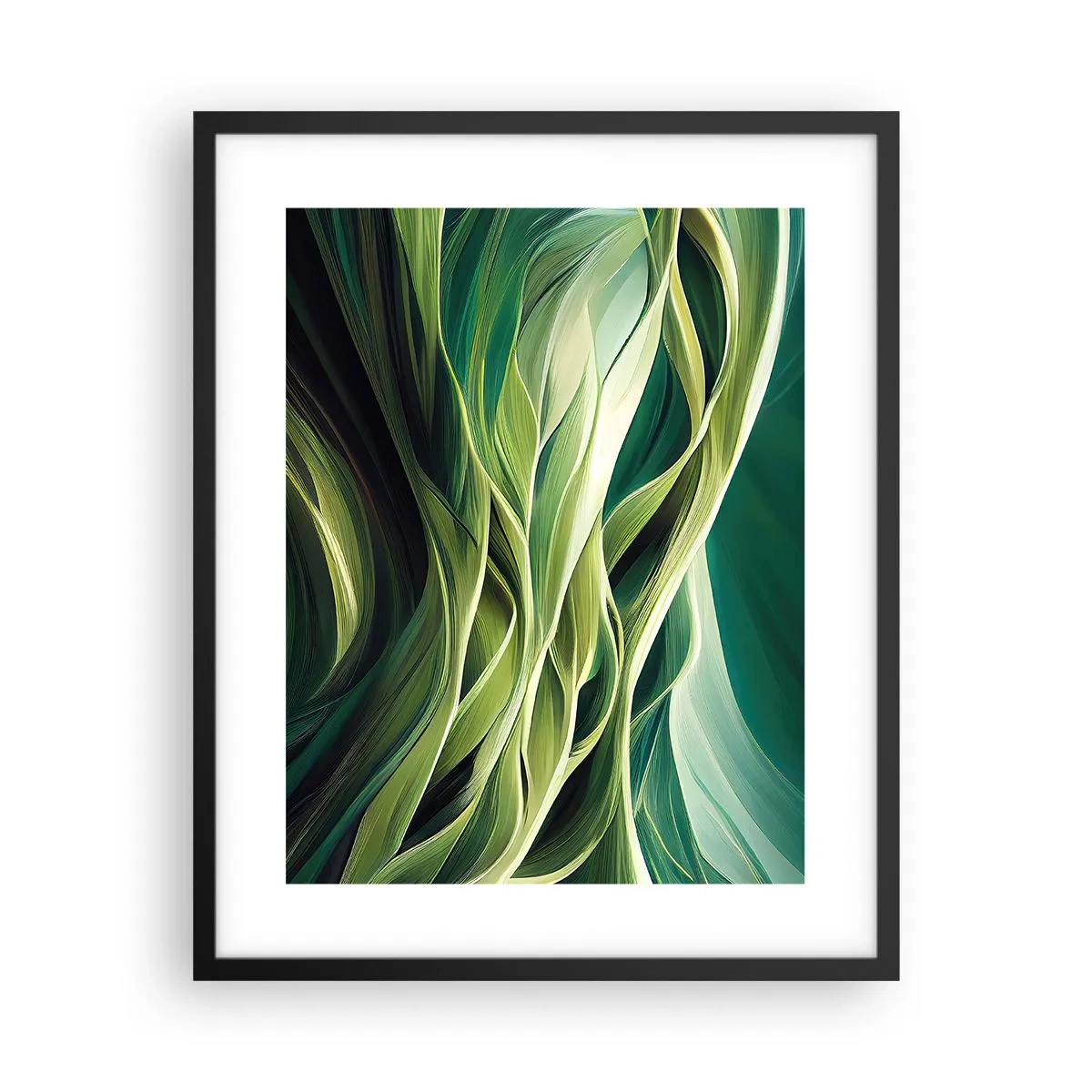 Poster in een zwarte lijst - Abstract groen spel - 40x50 cm