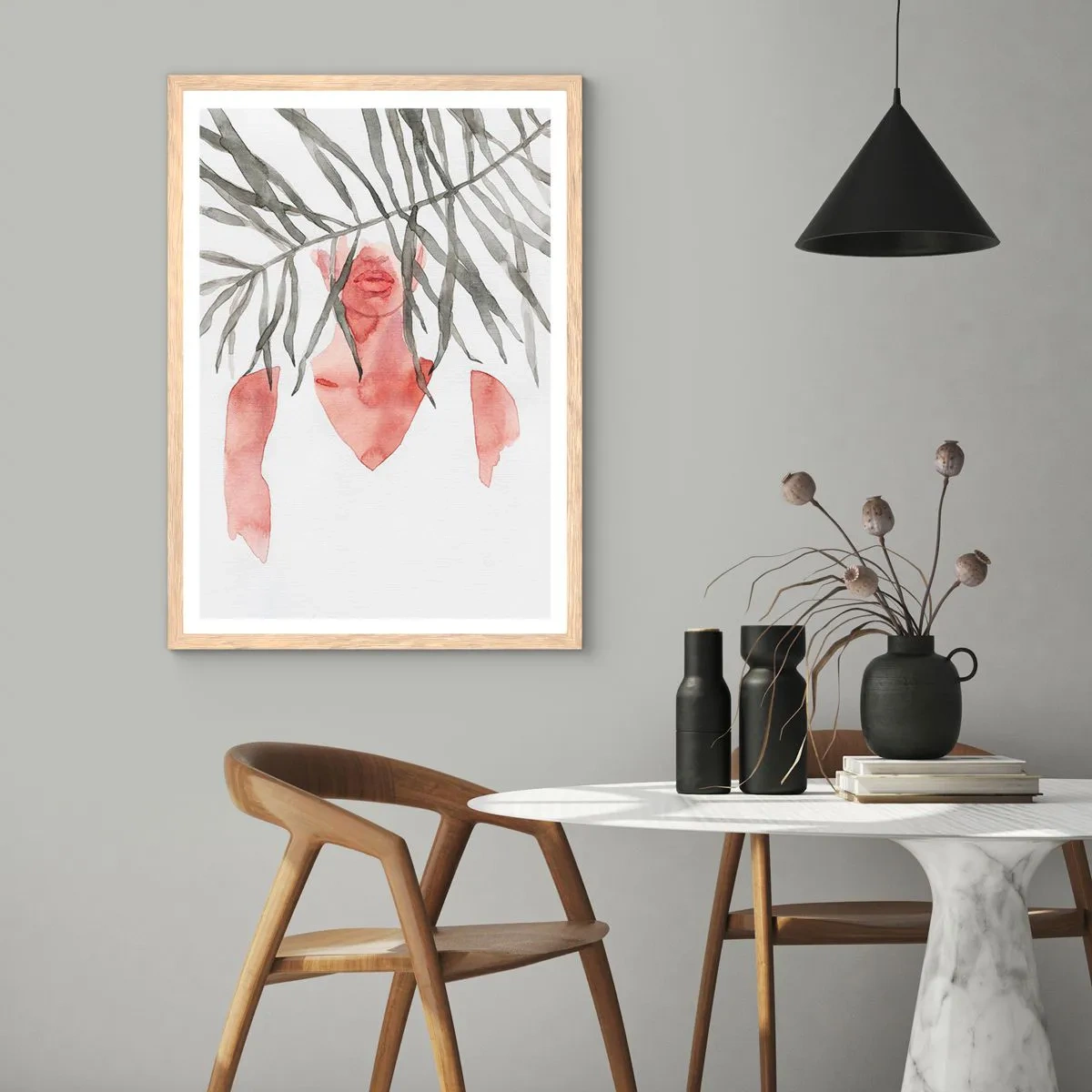 Een poster in een licht eiken lijst - Vrouwe van de tropen - 61x91 cm