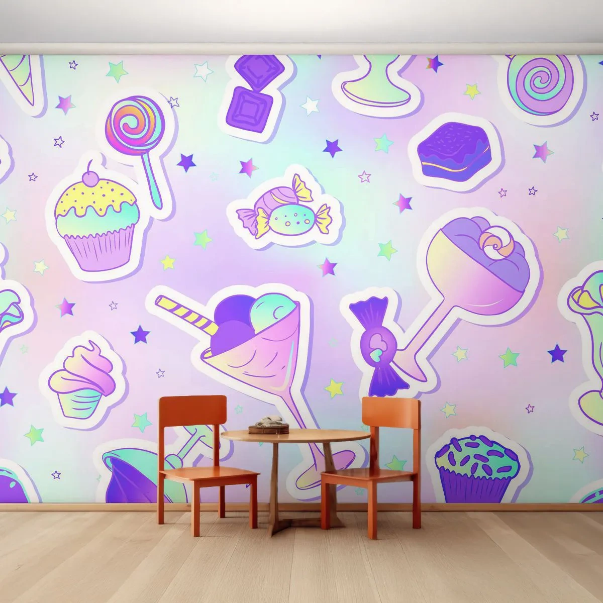 Fotobehang Premium Canvas - Dat het elke dag een verjaardag zou zijn - Voor kinderen, Snoep, Lolly - 450x315 cm
