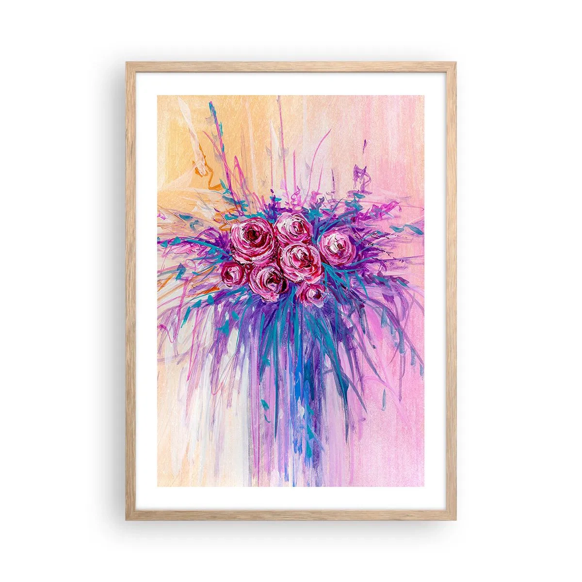 Een poster in een licht eiken lijst - Rozenfontein - 50x70 cm