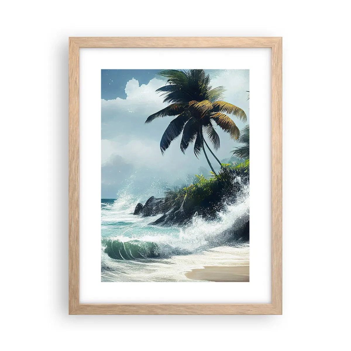 Een poster in een licht eiken lijst - Op een tropische kust - 30x40 cm