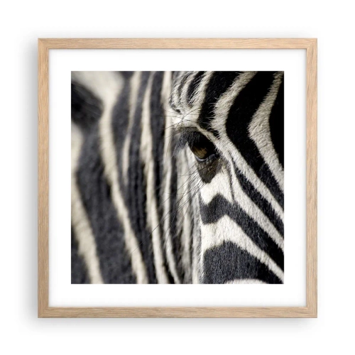 Een poster in een licht eiken lijst - Gestreept portret - 40x40 cm