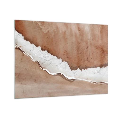 Schilderen op glas - Artistieke structuur in aardse tinten en wit - 70x50cm - In aardetinten - Moderne wanddecoratie voor woonkamer en slaapkamer ARTTOR